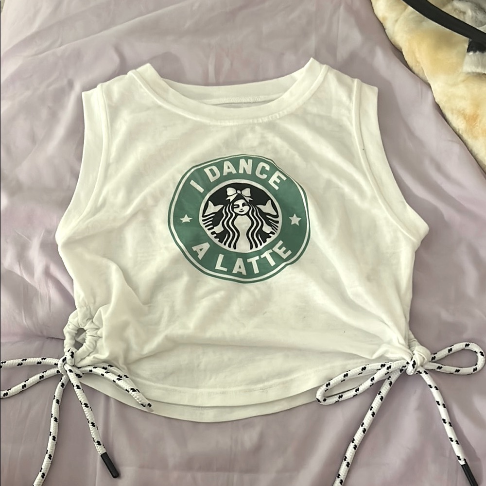 White Sleeveless Top with Graphic Print